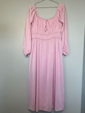 ARULA Blush Pink Gathered Waist Maxi Dress